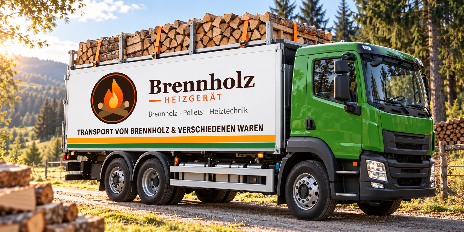 Symbolbild: Lieferwagen mit Brennholz